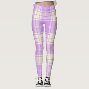 Leggings Lavande et guêtres jaunes de plaid