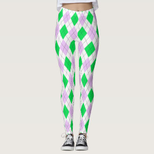 Leggings Lavande Et Jacquard Vert