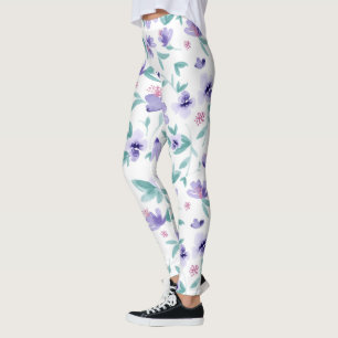 Leggings Lavande violet fleurs mignonnes motif