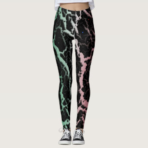 Leggings Lave de l'espace fissuré - Vert/Blanc/Rouge