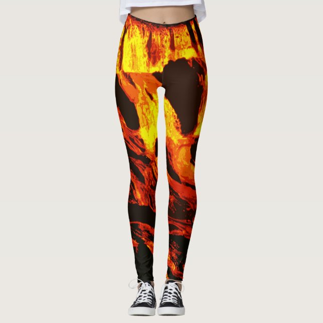 Leggings Lave rouge à flux chaud (Devant)