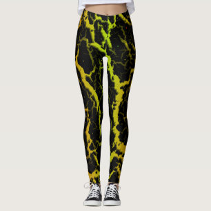 Leggings Lave spatiale fissurée - Orange/Lime