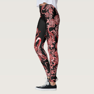 Leggings Le calmar et le Rose Rouge & Noir