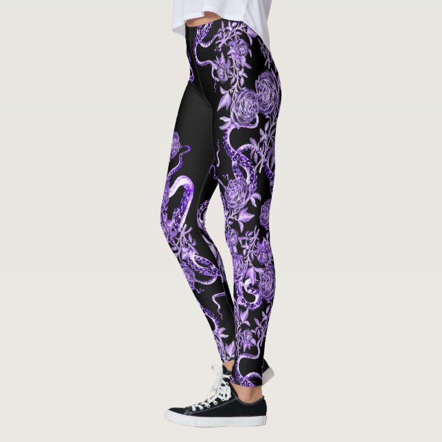Leggings Le calmar et le Rose Royal Purple & Black (Gauche)