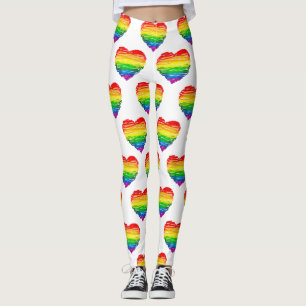 Leggings Le cœur arc-en-ciel de SlipperyJoe griffonné tourb
