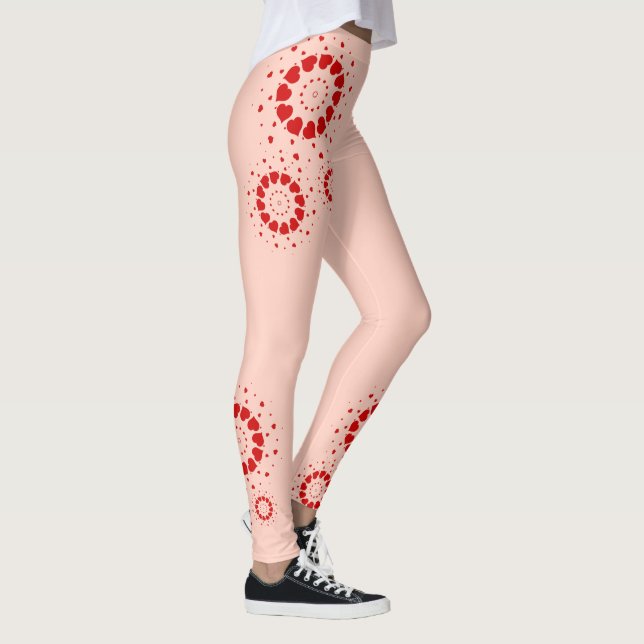 Leggings Le coeur de la Saint-Valentin rouge sur rose pâle (Droite)