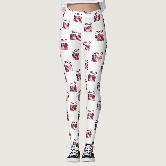 Leggings Le drapeau américain est-il heureux 4 juillet (Devant)