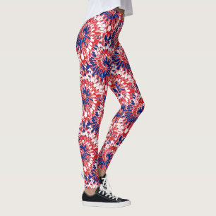 Leggings Le feu d'artifice bleu blanc rouge audacieux