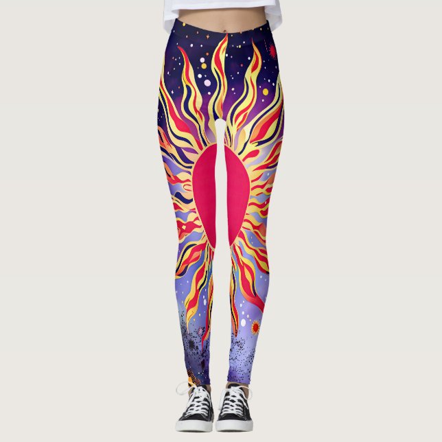 Leggings "Le feu de la danse du Cosmos" Le Soleil (Devant)