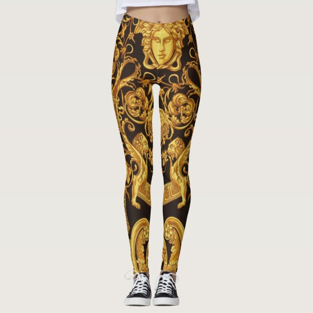 Leggings le gorgon de la Medusa d'or avec les Arabesques (Devant)