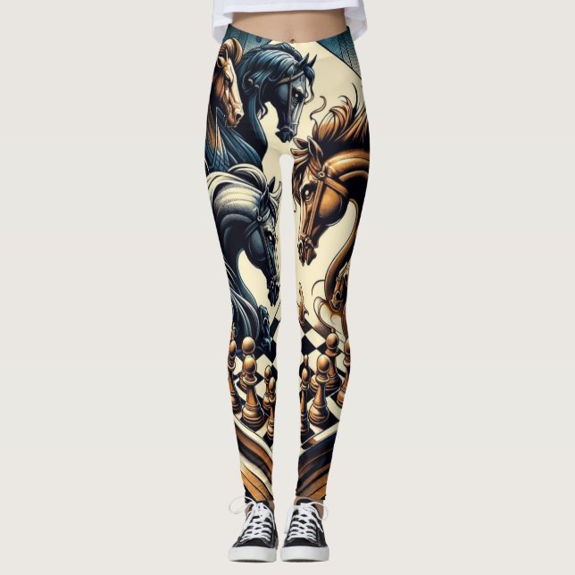 Leggings Le jeu des chevaliers - les échecs rencontre l'ima (Devant)