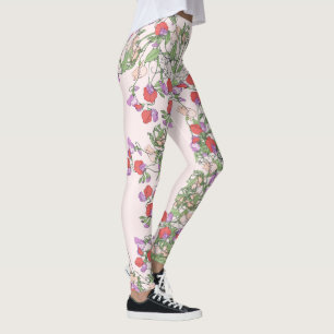 Leggings Le pois doux rouge vintage fleurit les guêtres