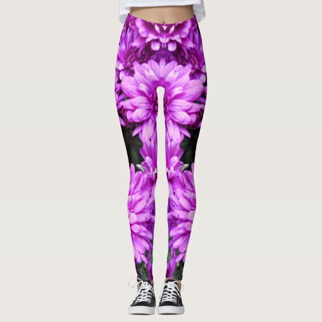 Leggings Le pourpre fleurit des guêtres (Devant)