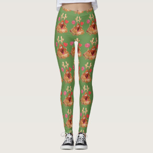 LEGGINGS LE RENNE DE NOËL AIME DES FEMMES DE SUCRERIE DE