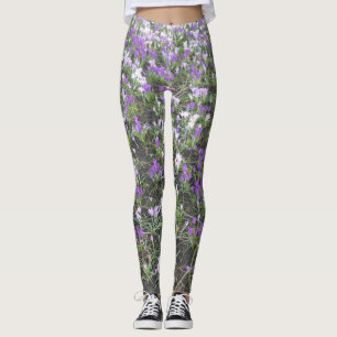 Leggings Le ressort pourpre et blanc de crocus fleurit des