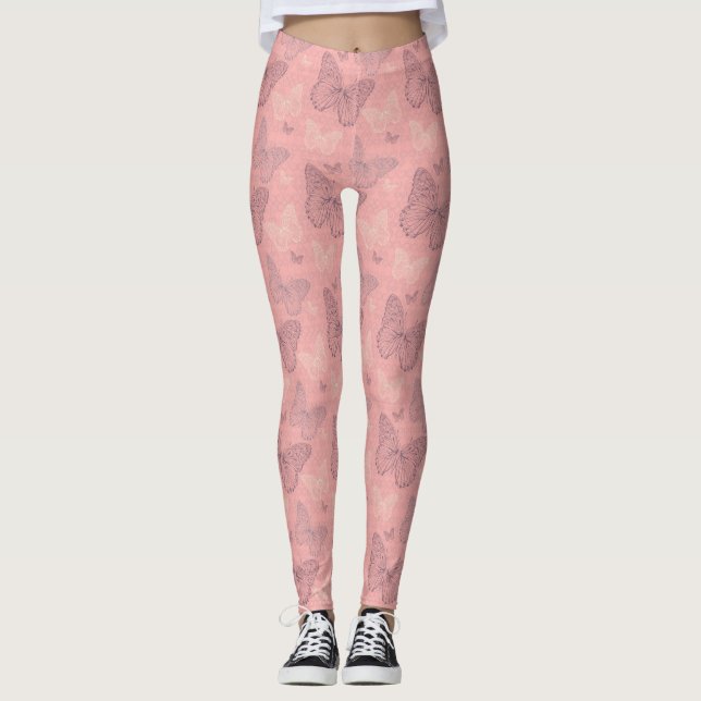 Leggings Le rose de papillon (Devant)
