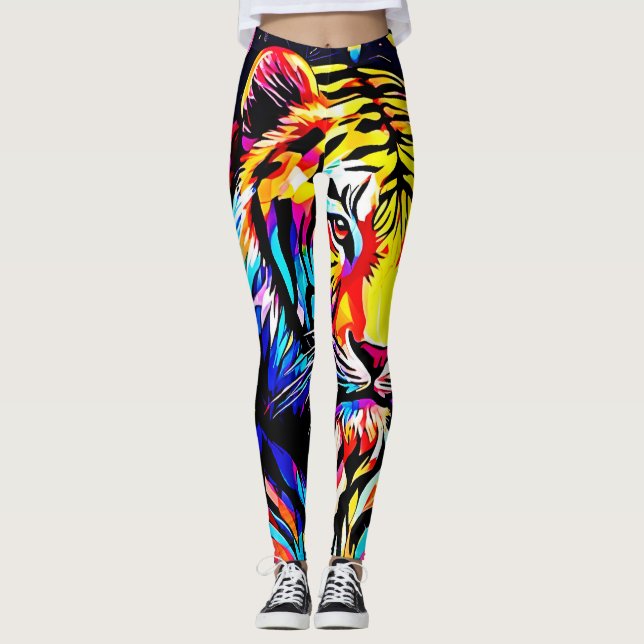 Leggings Le tigre dans un rêve floral (Devant)