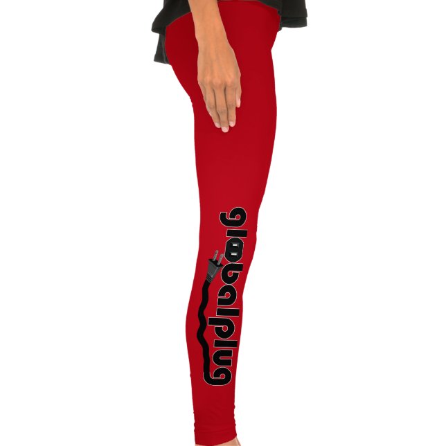 Leggings le yoga de globalplug halète le logo noir rouge (Jambe droite)