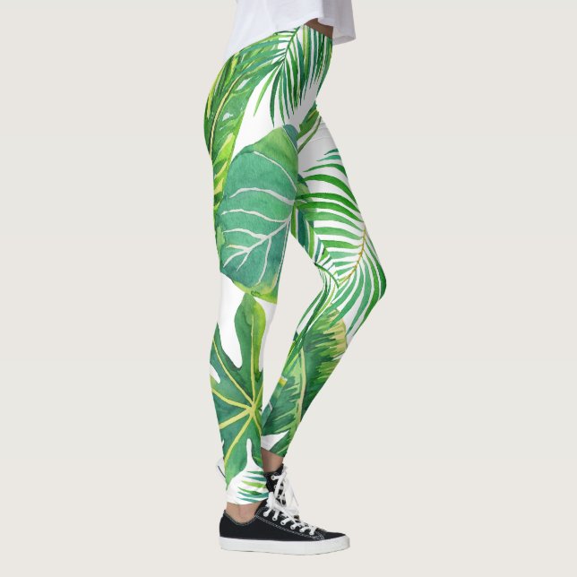 Leggings Leafs tropicaux Hawaii Moderne plage d'été Moderne (Droite)
