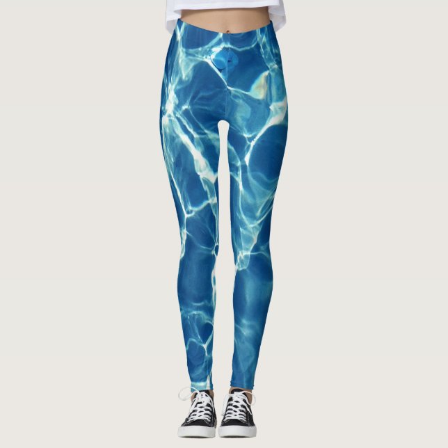 Leggings L'eau bleue de scintillement (Devant)