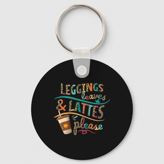 Leggings Leaves And Lattes Please Vintage Pumpkin  Keychain (Front)
