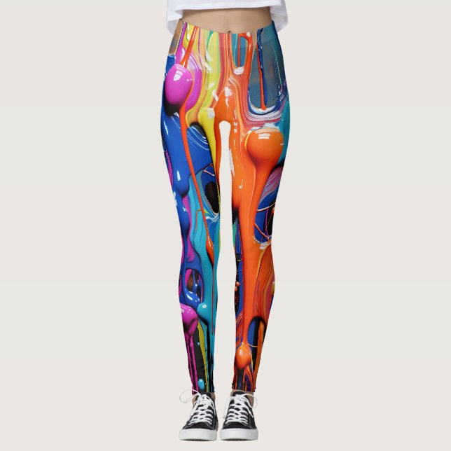 Leggings Lecteurs de peinture Abstraits colorés (17) (Devant)