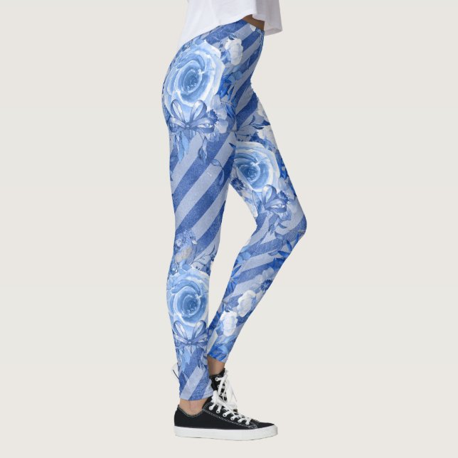 Leggings Légende florale pour femmes bleu Motif d'impressio (Droite)