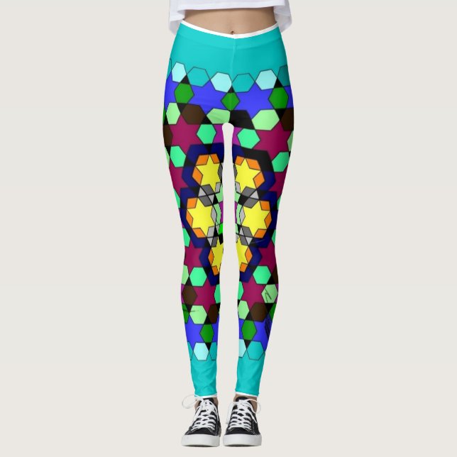 Leggings Légendes 3D élégantes à motif nid d'abeille mince (Devant)