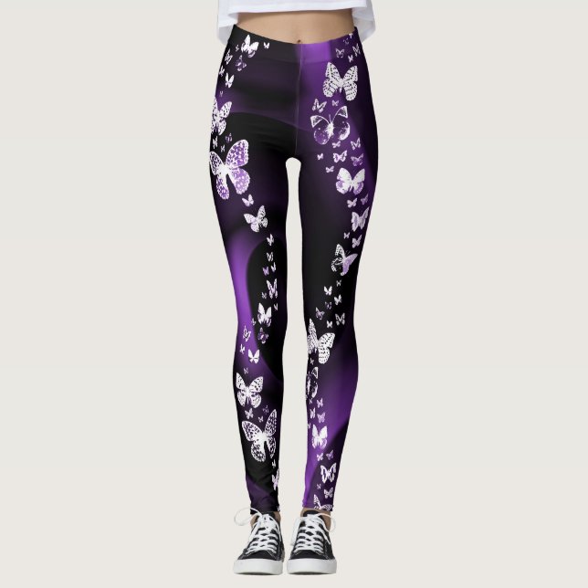 Leggings Légendes à billes de papillon pourpre (Devant)