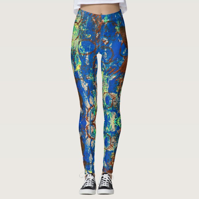 Leggings Légendes à fleurs bleues (Devant)