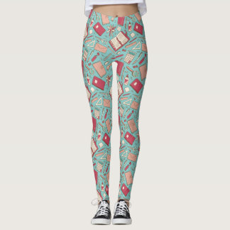 Leggings Légendes à motifs carnet vert
