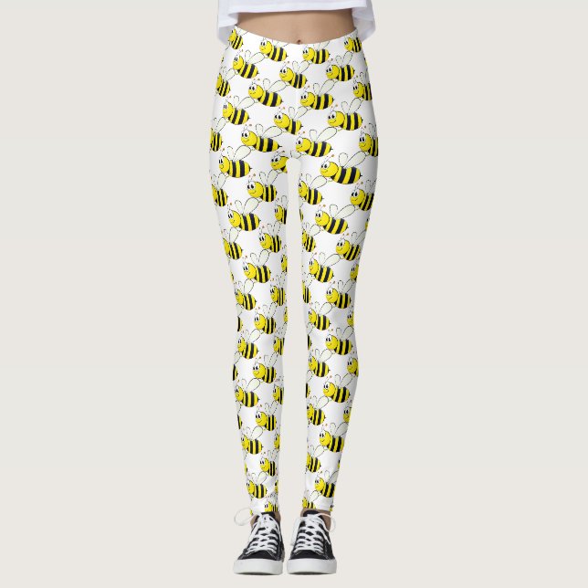 Leggings Légendes à motifs d'abeilles de miel (Devant)