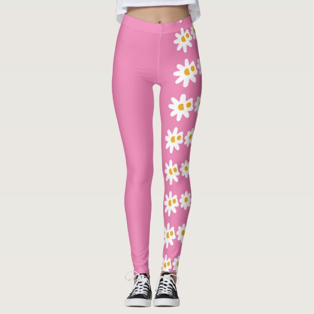 Leggings Légendes abstraites à fleurs noires uniques (Devant)