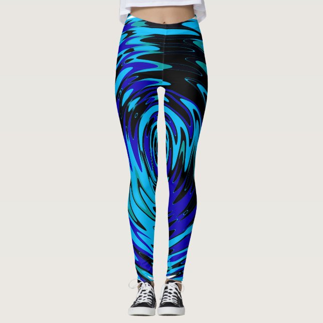 Leggings Légendes Abstraites avec des perruques en bleu noi (Devant)