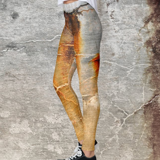 Leggings Légendes Abstraites gris et rouillées (Créateur téléchargé)