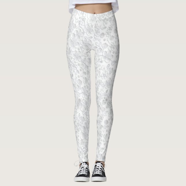 Leggings Légendes blanches et dentelles (Devant)