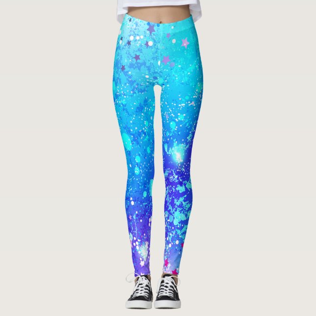 Leggings Légendes bleues et turquoise pour femmes (Devant)