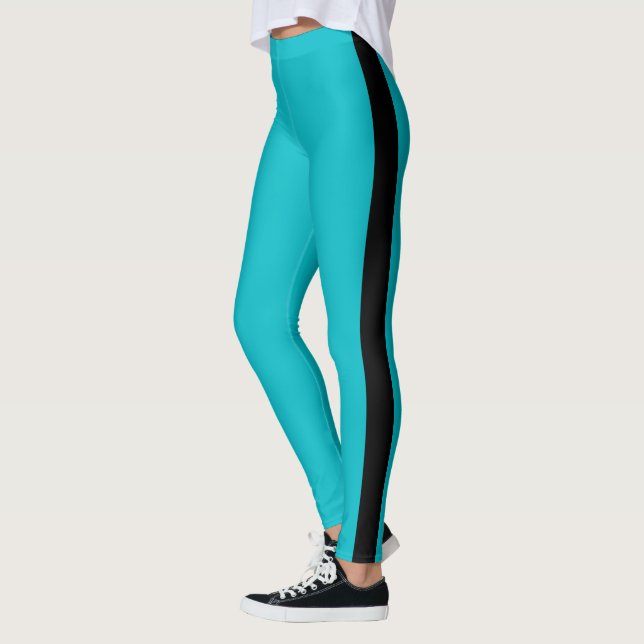 Leggings Légendes bleues turquoises Bande latérale noire Ch (Gauche)