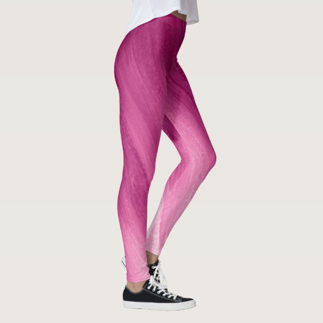 Leggings Légendes d'art abstrait rose foncé à blanc (Droite)