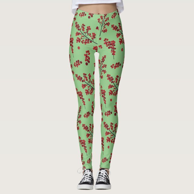 Leggings Légendes de Baies-Baies rouges illustrées (Devant)
