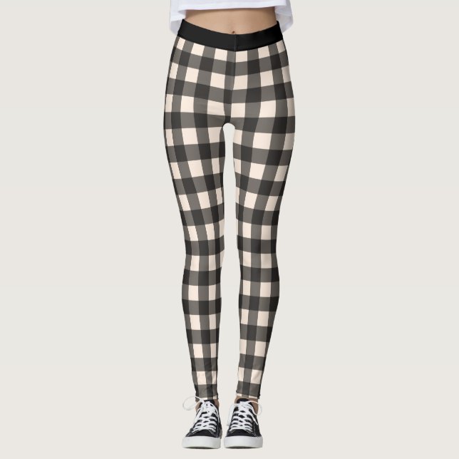 Leggings Légendes de Buffalo Plaid de Black and Cream Check (Devant)