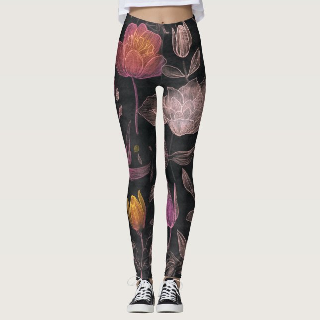 Leggings Légendes de conception de fleurs (Devant)