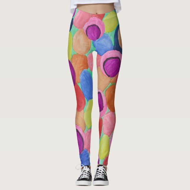 Leggings Légendes de fleurs de couleur bonbon (Devant)