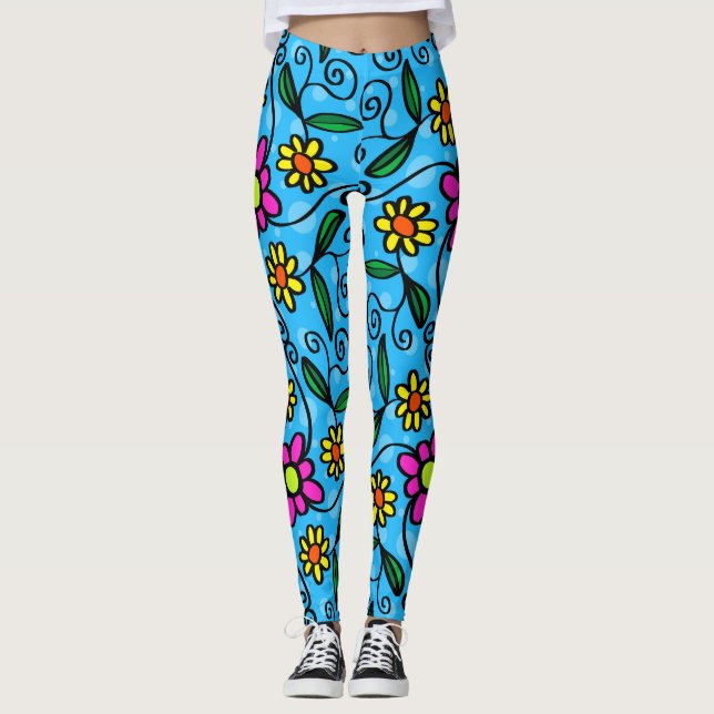 Leggings légendes de fleurs de gribouillis (Devant)