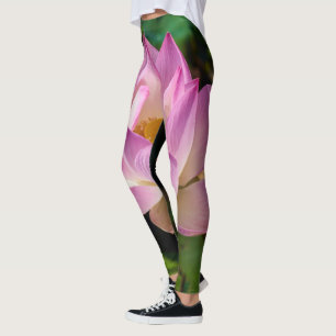 Leggings Légendes de fleurs de lotus roses