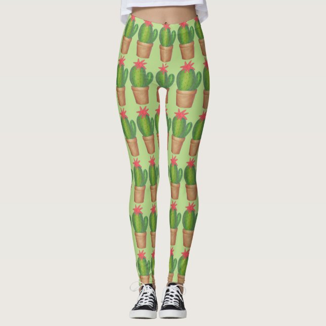 Leggings Légendes de fleurs Plantes en pointillé vert (Devant)