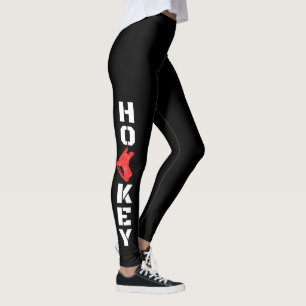 Leggings Légendes de hockey sur glace noir - raie rouge