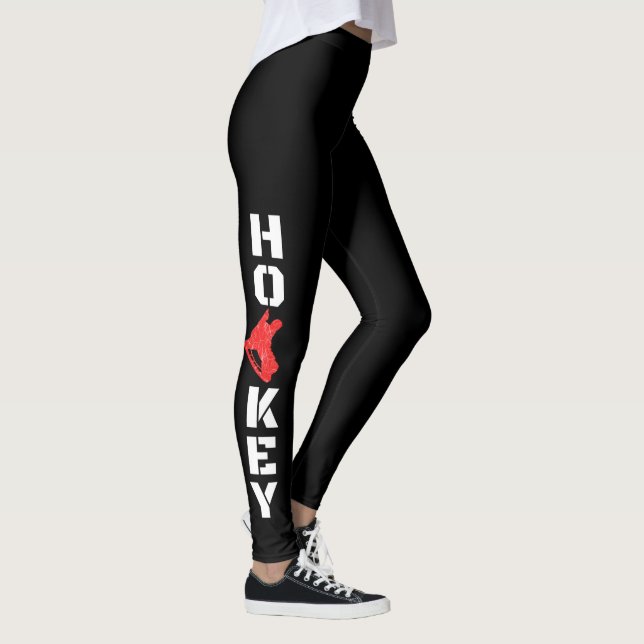Leggings Légendes de hockey sur glace noir - raie rouge (Droite)