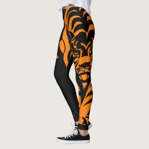 Leggings Légendes de nom personnalisé noir et orange du tig