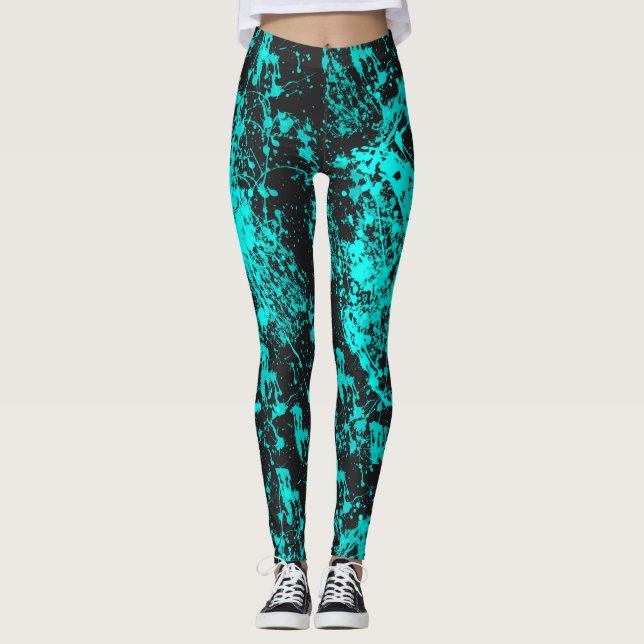 Leggings Légendes de pinceau Cyan (Devant)